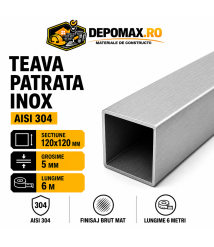 Teava patrata inox AISI 304, 120 x 120 x 5 mm, 6 metri